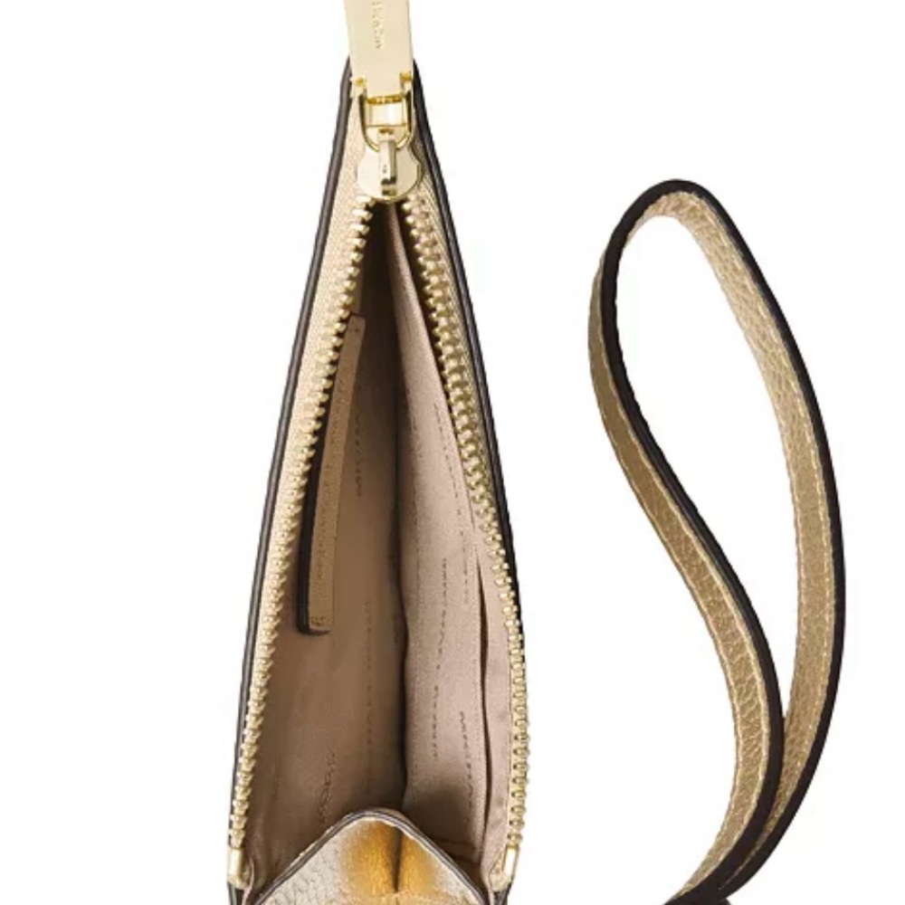 Michael Kors NWT Metallic Pebble Leather Pale Gold Coin Purse - Picture 3 of 9